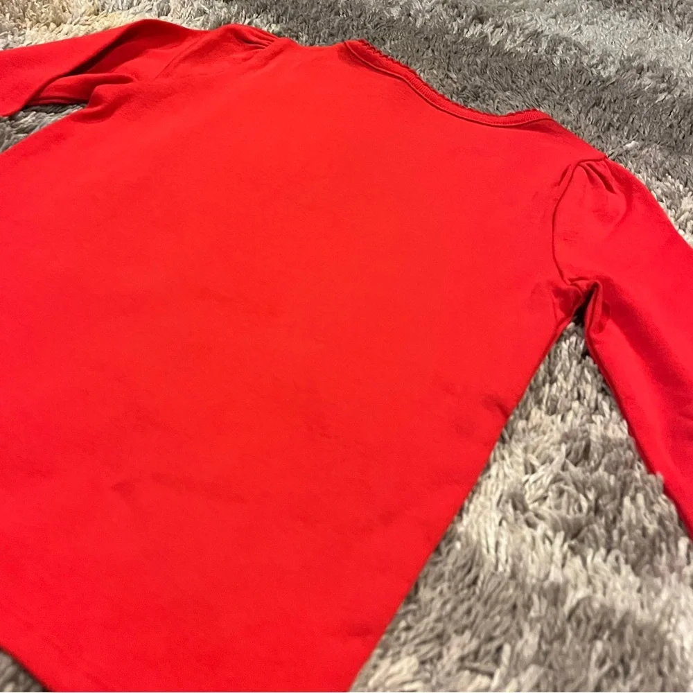 Girls Gymboree Appliqué Candy Cane Bow Long-Sleeve Christmas Shirt - 6 - Red - Picture 6 of 7